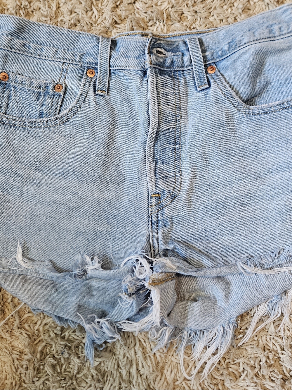 Levi's Light Blue Distressed Denim Cutoff Shorts